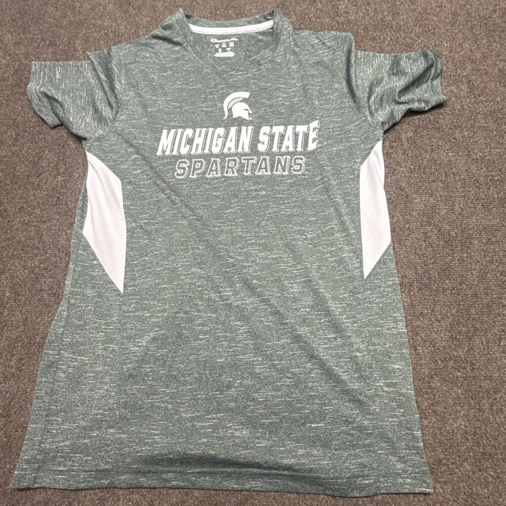 Champion Mens Shirt M Green Michigan State Spartans Tshirt Short Sleeve Crewneck